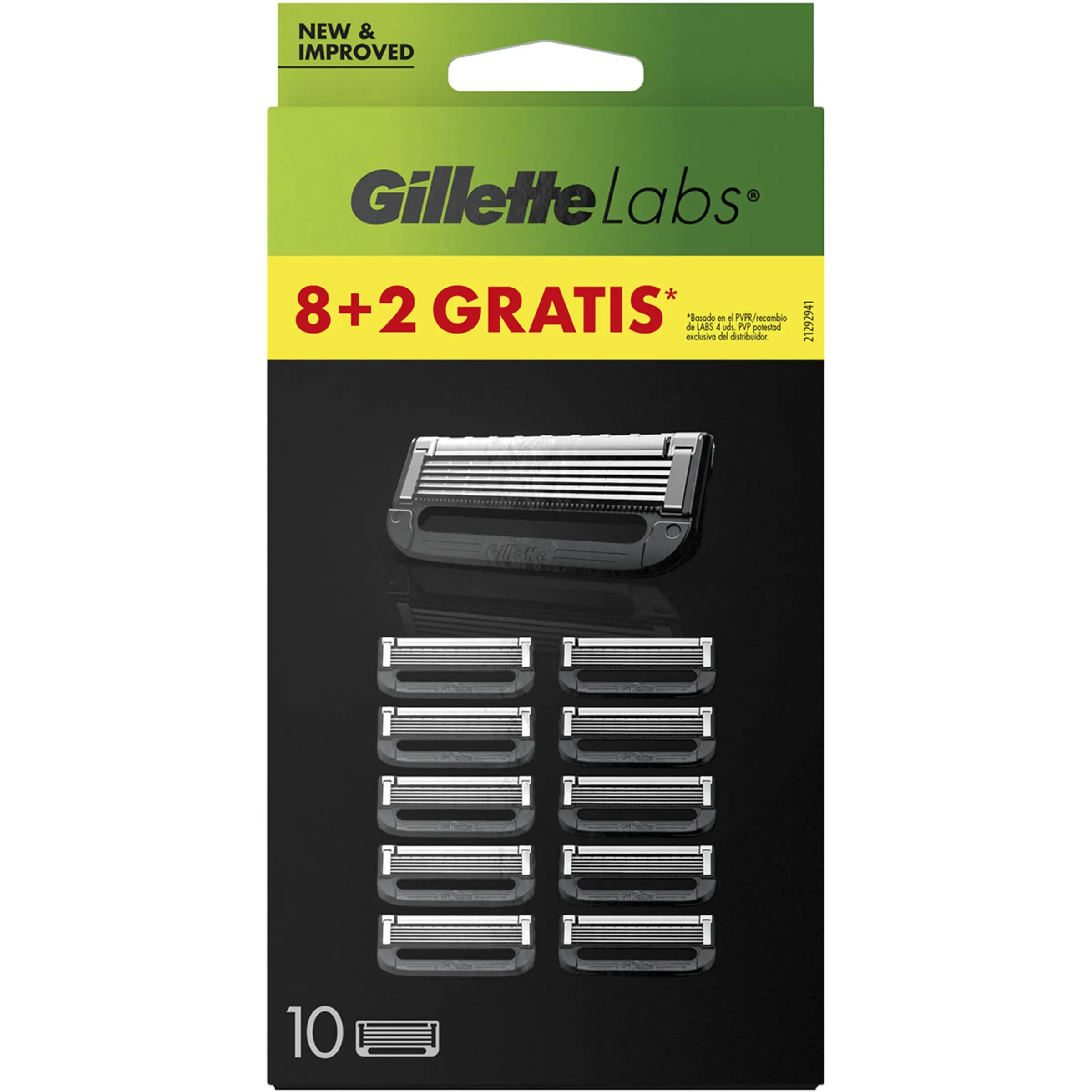GILLETTE Labs recambios maquinilla de afeitar blister 8 unidades + 2 unidades gratis