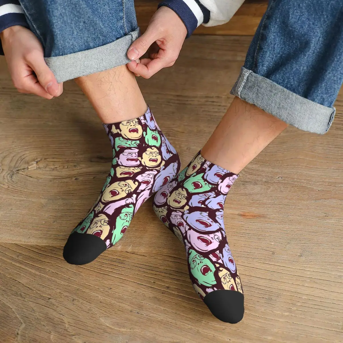 Multi The Office Interesting Work Life Ankle Socks Male Mens Women Spring Stockings Polyester