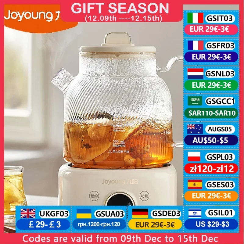 Joyoung Electric Kettle Glass Health Preserving Kettle Multifunction Stew Cooking Dessert Porridge Soup Flower Tea K10D-WY101