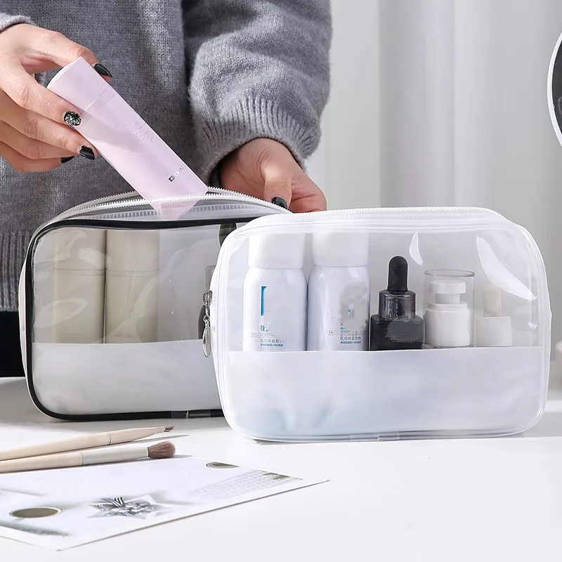 EVA Transparente Impermeável Travel Packing Cube, Separação seca e úmida, Bolsa de armazenamento para viagem de negócios