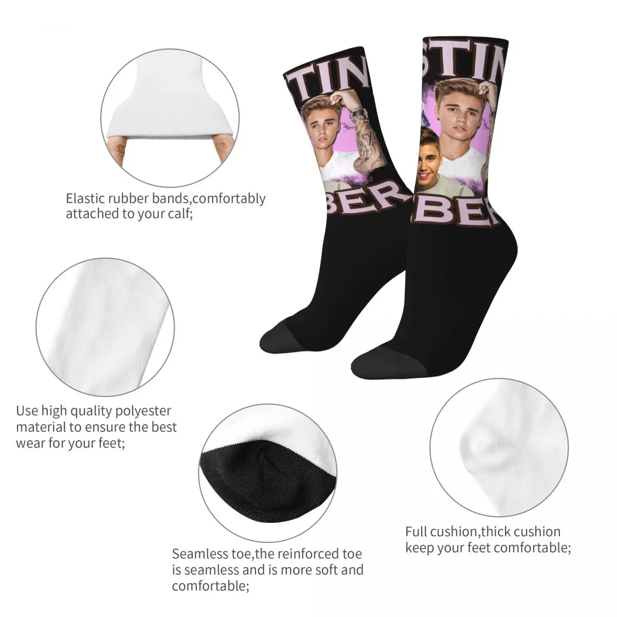 Hip Hop Women's Socks Pink Justin Bieber My Boyfriend Accessories Cute High Quality Socks All Seasons