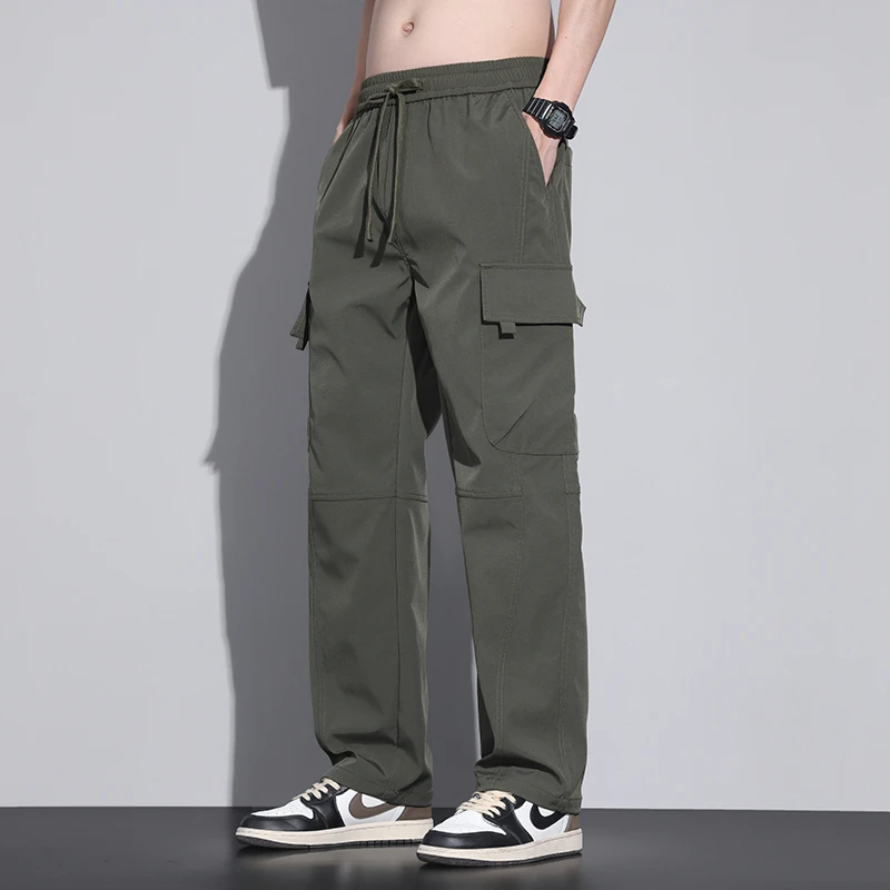 Work pants men's summer thin loose straight leg 2024 new American sports youth pants men's casual pants