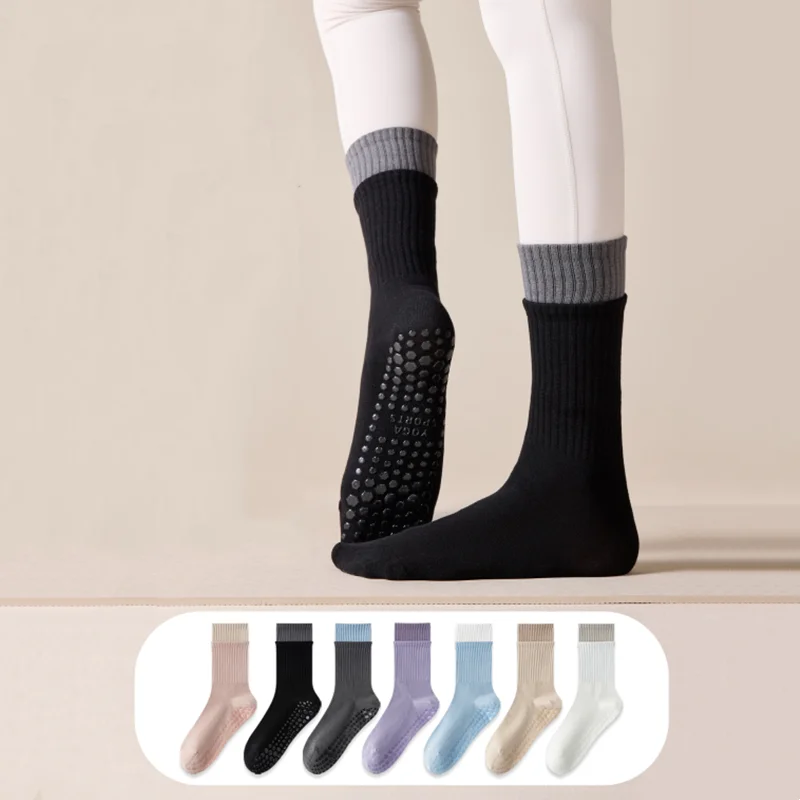 

Pilates Socks Women Professional Silicone Non-slip Yoga Socks Color Matching Indoor Training Gym Fitness Dance Sports Socks Sox