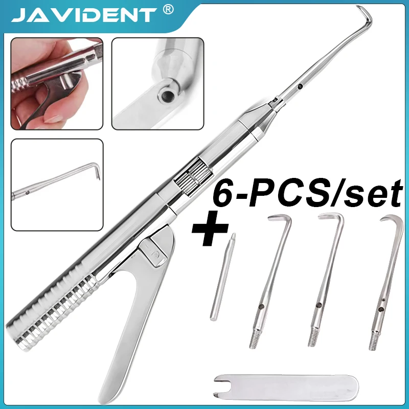 1 Set Dentistry Automatic Singlehanded Crown Remover Gun  Stainless Steel Crown Remover For Dentist Tools  with 3 Working Tip