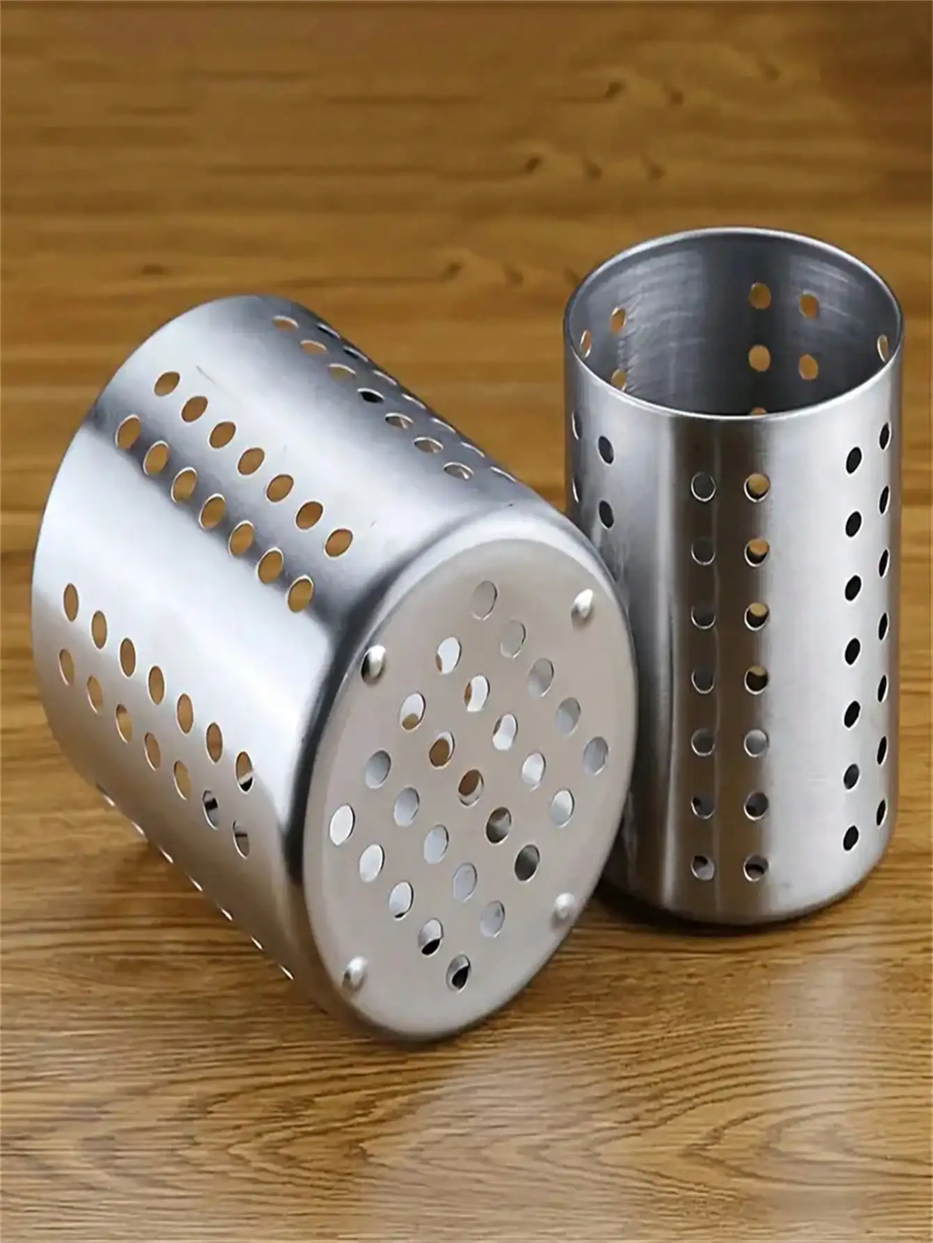 1 Stainless Steel Cutlery Holder, Non-Charging Kitchen Utensil Organizer, Suitable for Chopsticks, Spoons, Egg Beaters, Durable Restaurant-Grade Cylindrical Storage