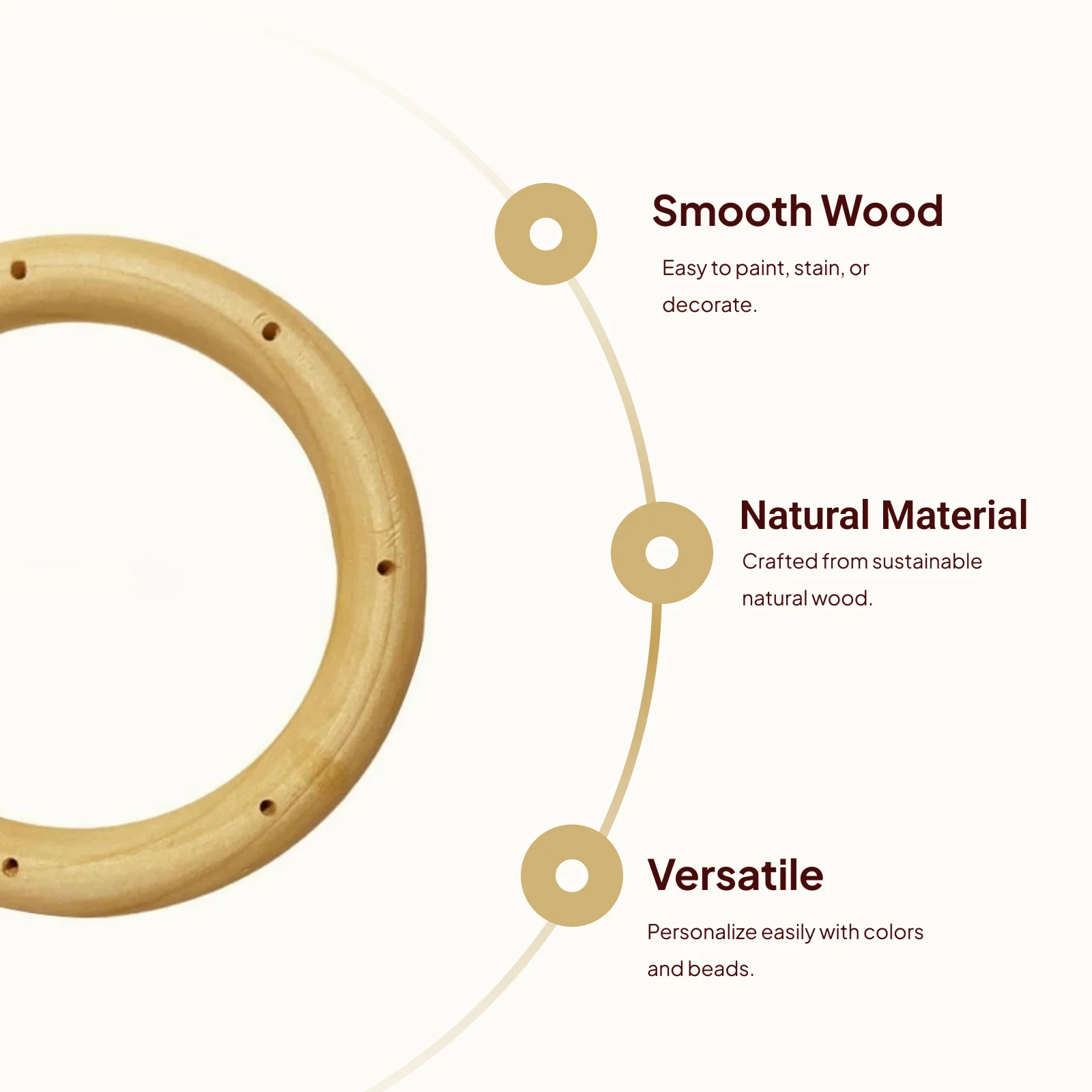 Wooden Wind Chime Top Circles DIY Macrame Plant Hanger Decorative Wooden Toys Designs for Personalized Decor