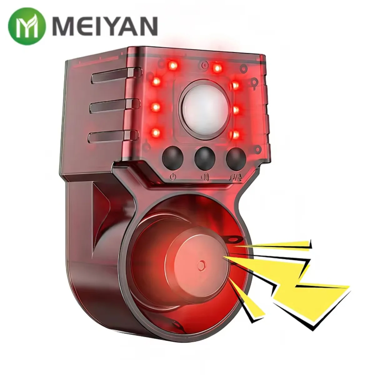 Solar Powered Motion Sensor Alarm 120dB Custom Voice Recording 8 Red LED IP55 Waterproof Remote for Farm Yard Outdoor Protection