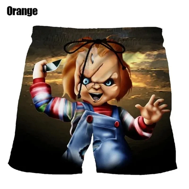 Chucky Doll Horror Graphic Beach Shorts Men 3D Print Board Shorts Swimsuit Bermuda Surfing Swim Trunks Cool Kids Ice Short Pants