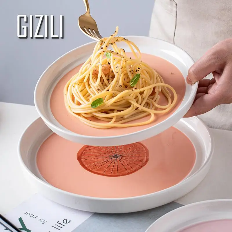 Colorful Ceramic Deep Dinner Plate Under-Glazed Ceramic Dinner Dishes Creative Japanese Dinnerware Set Kitchen Supplies