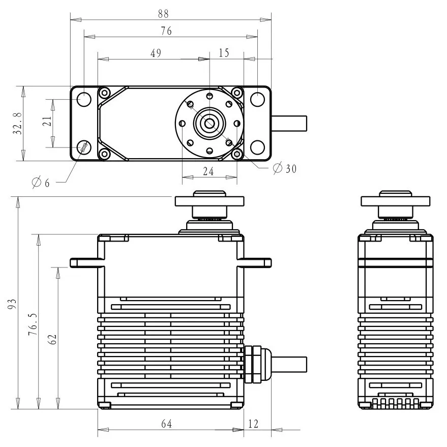 DSSERVO 대형 토크 풀 메탈 110Kg 디지털 서보 브러시리스 모터 고속 12/24V 200도 IP67 비행기 로봇 팔용