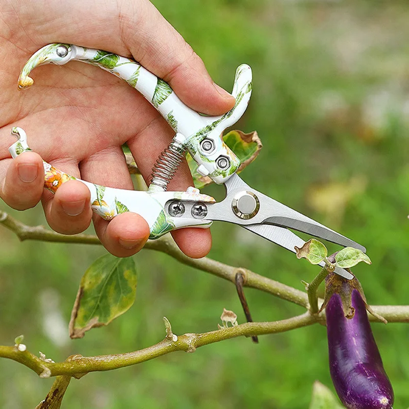 Multi functional garden pruning shears SK5 steel bending shears straight shears with printed fiberglass handles