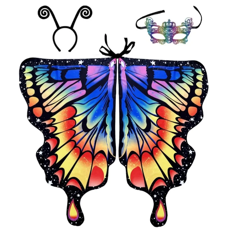 معطف أجنحة الفراشة للنساء الملاك كيب اللعب الدعامة فستان عابث شال عباءة كرنفال حفلة مرحلة القصة تأثيري حلي