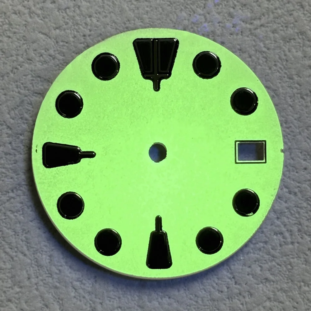 28.5mm Sterile Dial White Green Luminous Dial Customizable DIY Dial NH Dial 35/36 Dial Movement Watch Replacement Accessories