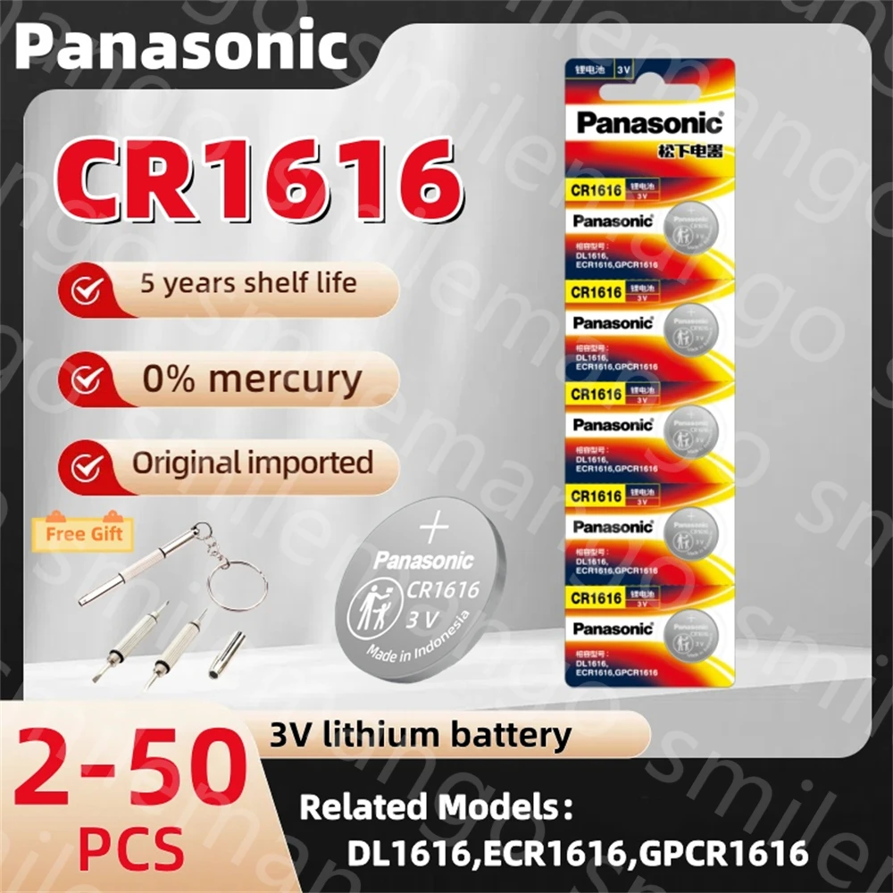 2-50pcs Original Panasonic CR1616 Button Coin Cell DL1616 5021LC CR 1616 3V Lithium Battery For Watch Remote Calculator Car Key