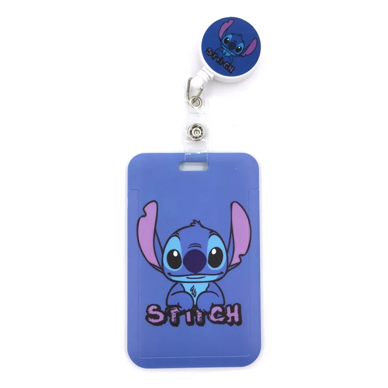 Anime Stitch Cute Credit Card Cover Lanyard Bags Retractable Badge Reel Student Nurse Exhibition Name Clip Card ID Card Holder