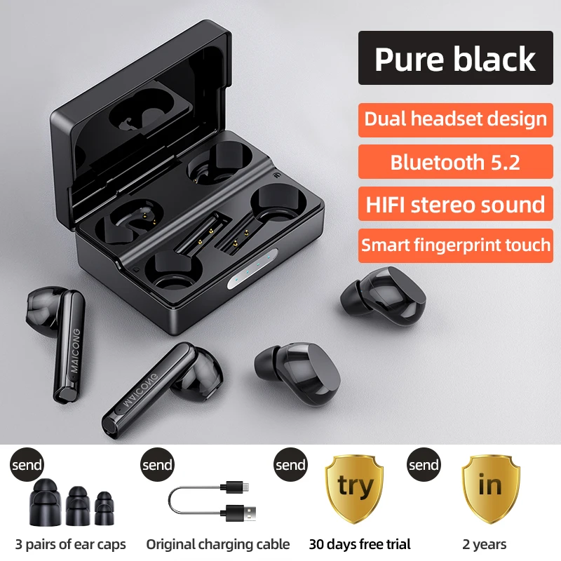 

TWS Bluetooth Headphones With Microphone Couple Wireless Earphone 9D Stereo Sports Waterproof Four Earbuds Headsets PK M22 M21