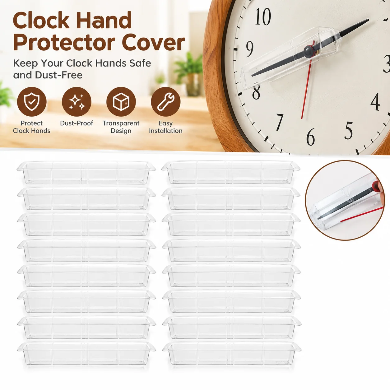 100pcs Clock Hands Protective Covers Anti-Collision Cases For Quartz Wall Clocks Pointer Protectors For Safe Storage And Crafts