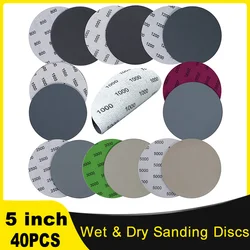 40PCS 5 Inch Wet & Dry Sanding Discs 800-5000 Grit Sandpaper Compatible Grinder Polishing Accessories for Auto Metal Wood