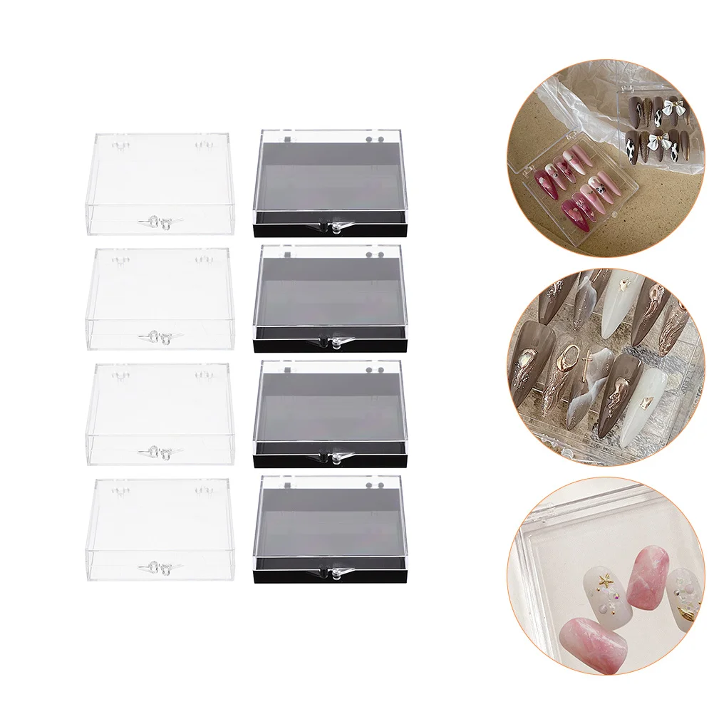 8 Pcs Press Nail Storage Armor Gift Box Fake Nails Supply Organizers and Boxes Packaging for on False Case