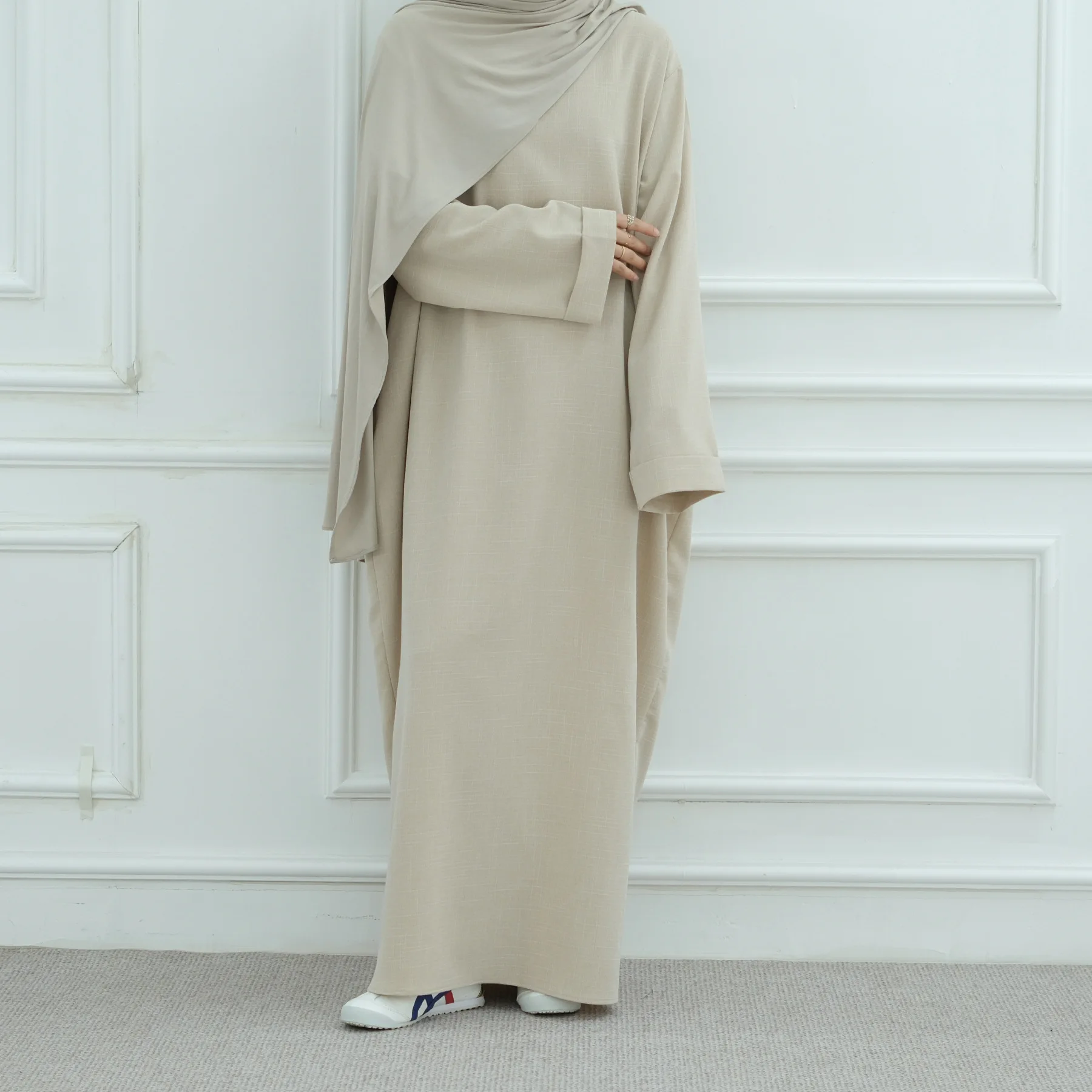 UNI فستان حفلة عيد وشاح المرأة المسلمة 2 قطعة مجموعة طويلة الأكمام جلابية رمضان فساتين طويلة Vestidos Largos قفطان رداء عربي
