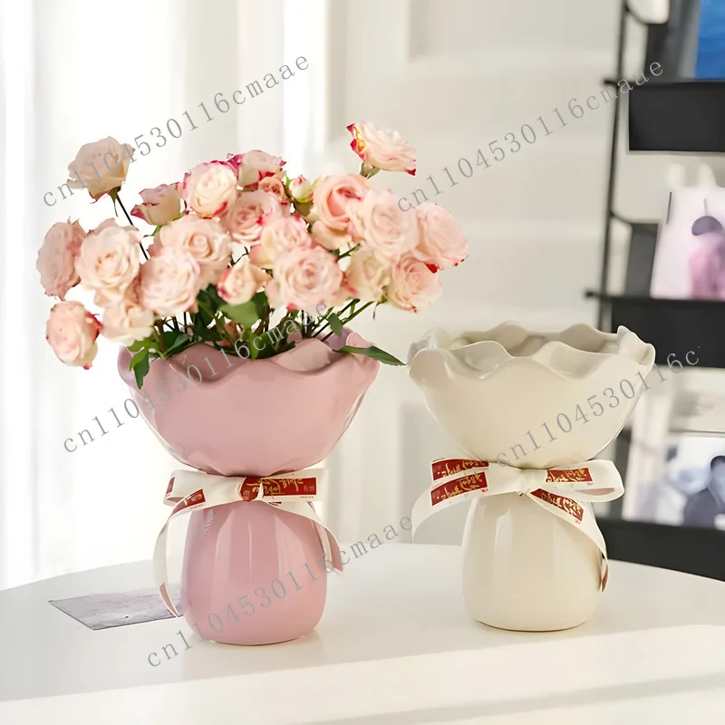 Premium luxury small ceramic vase decorative decoration flower arrangement wedding gift