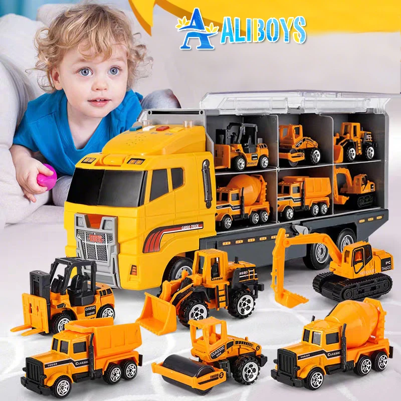 البناء شاحنة تخزين سبيكة الناقل سيارة دييكاست الحاويات لودر أطفال بالريموت كنترول نموذج طفل لعبة الأطفال هدية عيد ميلاد