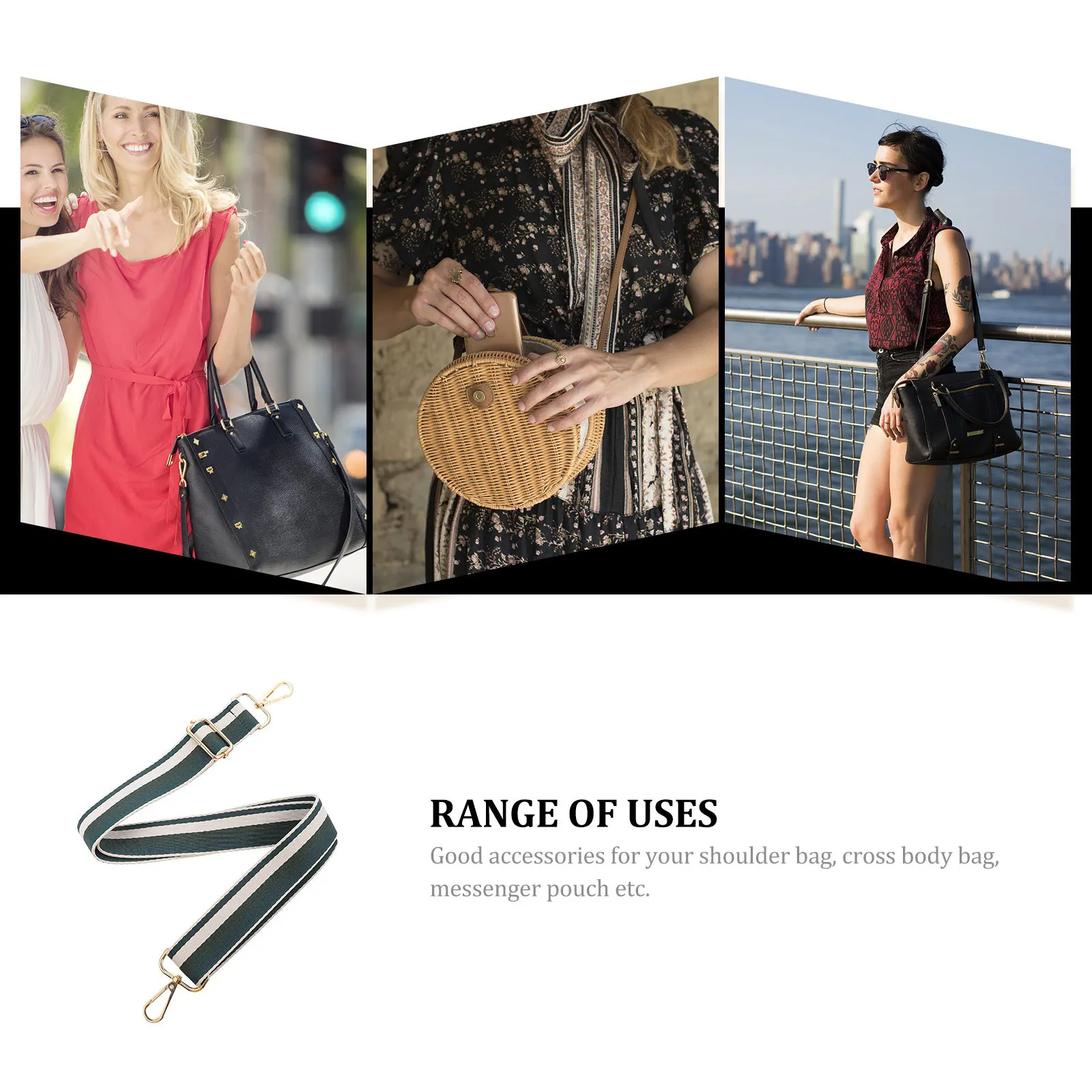 

Fashionable Color Contrast Bag Strap Easy Fit Replacement for DIY Handbag Shoulder Messenger Bag Women Travel Accessory