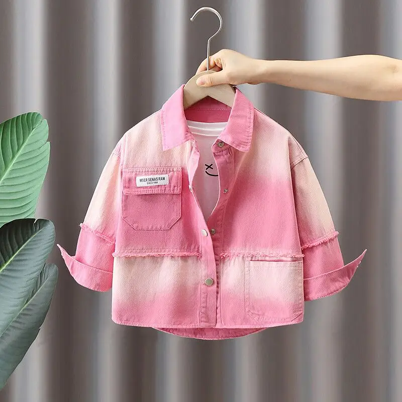 

Boys' Spring and Autumn Pink Jacket 2025 New Fashionable Gradient Jacket Children's Spring Casual Coat