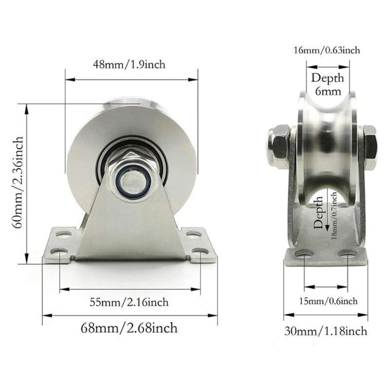 U-Type Pulley Roller Sliding Track Wheel Safe Stainless Steel Easy Installation Dropship