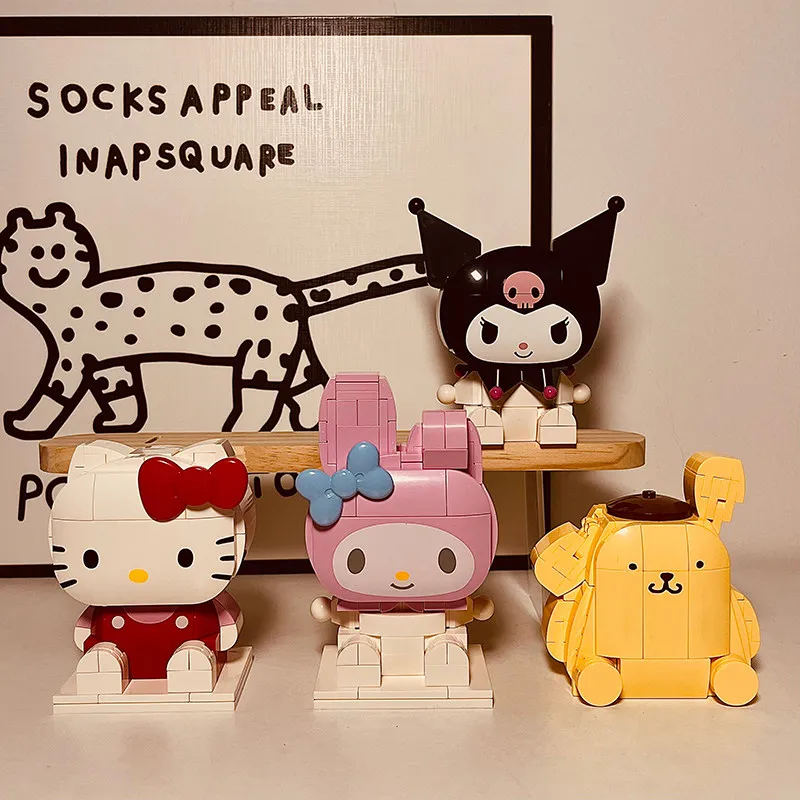 

KEEPPLEY Sanrio Building Blocks Hello Kitty Minifigures Cinnamoroll Children's Building Toys Kuromi Model Ornaments Gifts