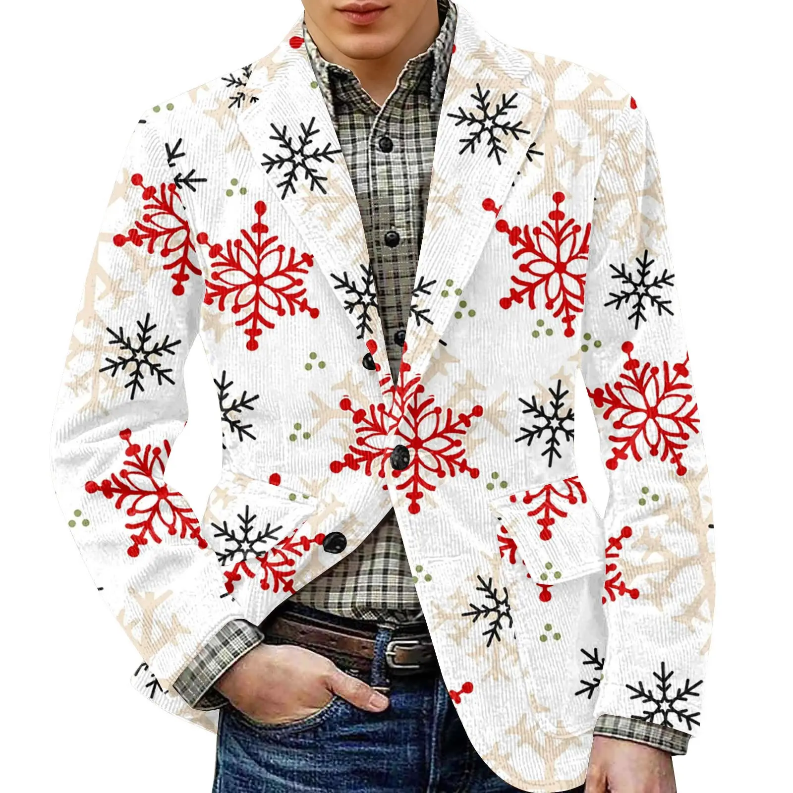 

Разноцветный пиджак с принтом снежинок, мужская вельветовая повседневная куртка, модная мужская одежда, стильный праздничный пиджак для отдыха