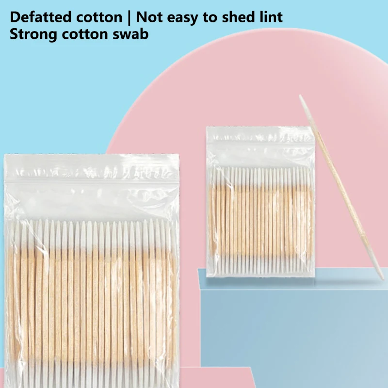 Double-tip Disposable Ultra-small Makeup Swabs Lint-free Micro-wood Makeup Brush Eyelash Extension Glue Removal Tool