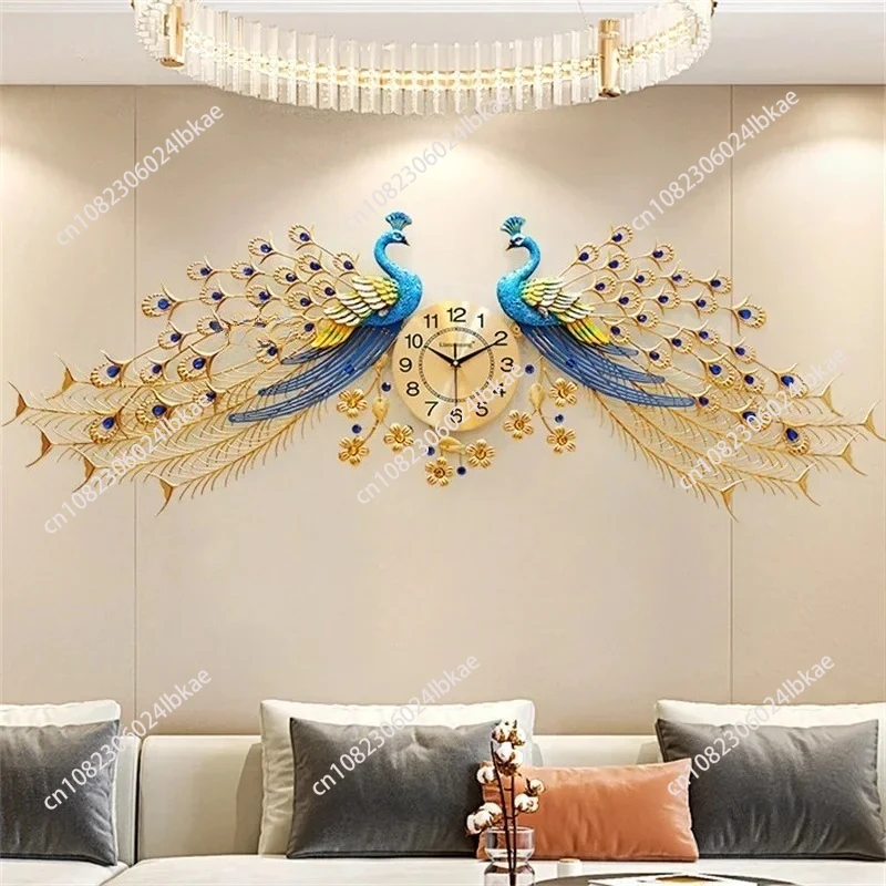 Modern Creative Wall Clock Wall  Peacock Clock Wall Clock Living Room Decoration Home Decor European Light Luxury Silent AAAAAAA