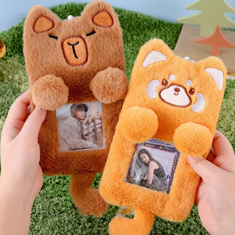 

Cute Animal Series Card Holder Keychains For 3 Inch Kpop Photocard Display Kawaii Animal Kpop Idol Photo Holder Keyrings Pendant