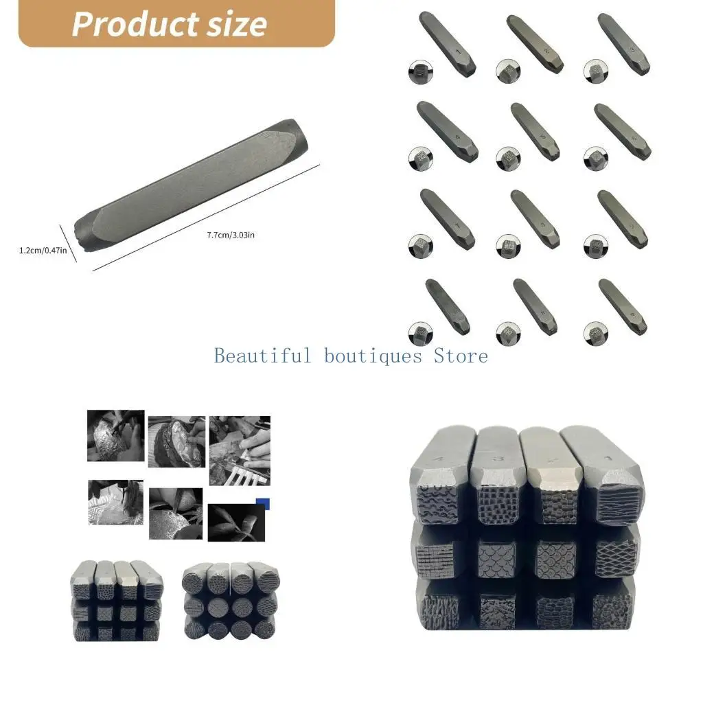 U4LF 12Pcs Engraving Equipment Set Metal Anvil Set Metal Jewelry Carving Tool