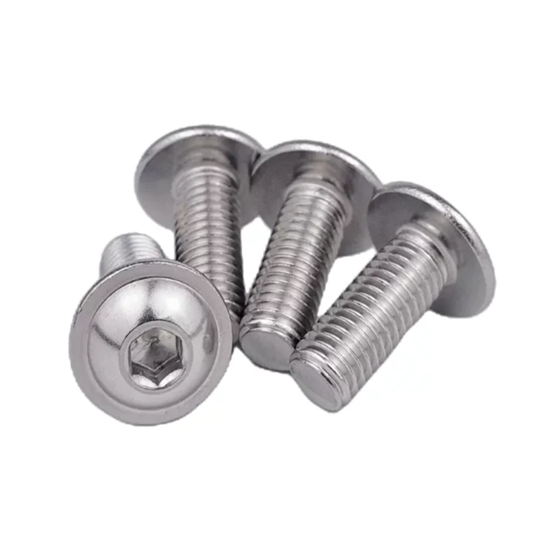 M3 M4 M5 M6 M8 M10 304 Stainless Steel Half Round Button Flange Head with Washer Inner Hex Socket Allen Screws Bolt