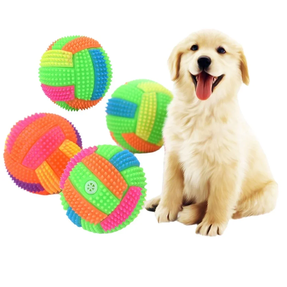 Elastic ball emits light, flashes sound, squeezes and calls volleyball pet toy