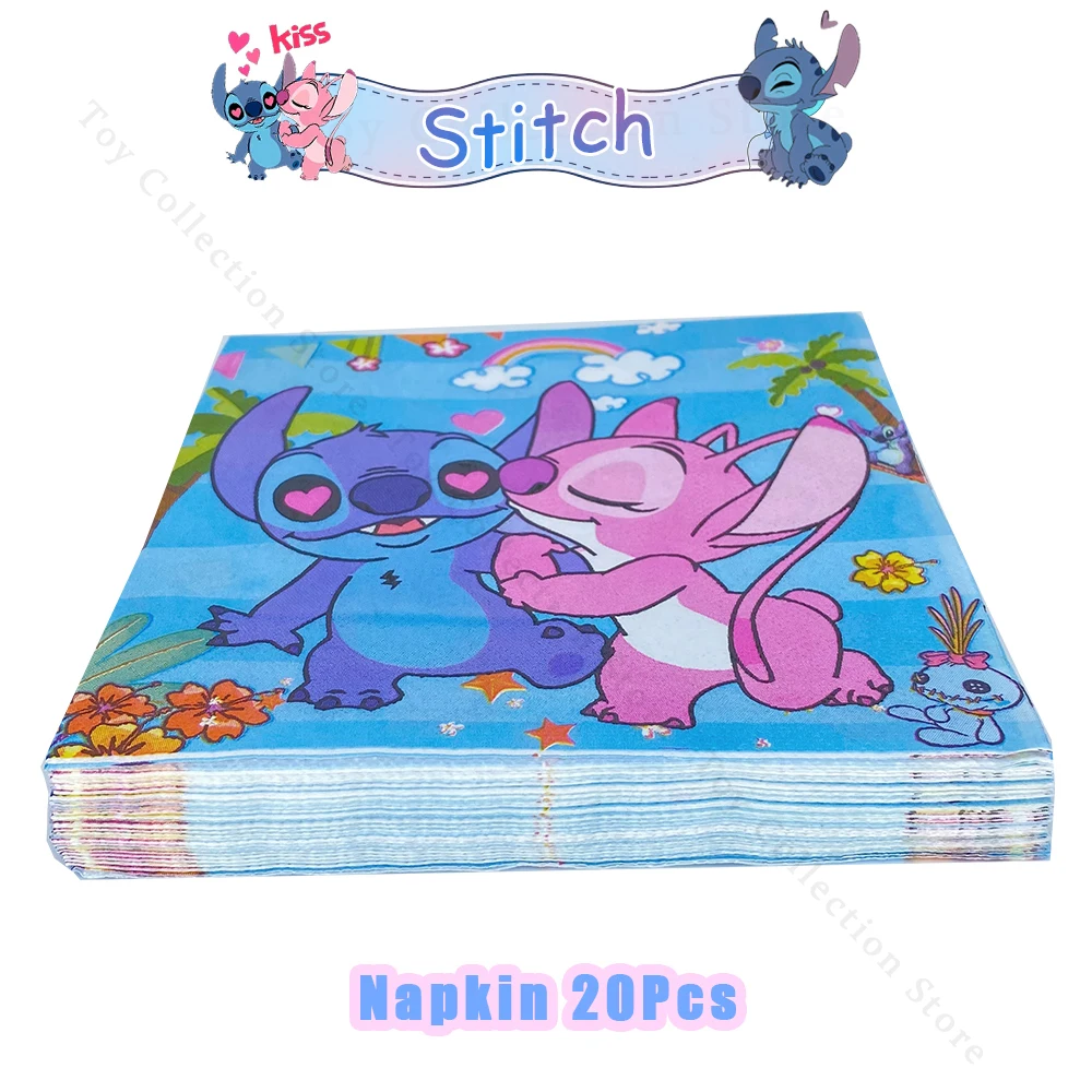 Decoración de fiesta de cumpleaños de dibujos animados de Lilo y Stitch para niños, plato de papel de aluminio de látex, mantel de globo,