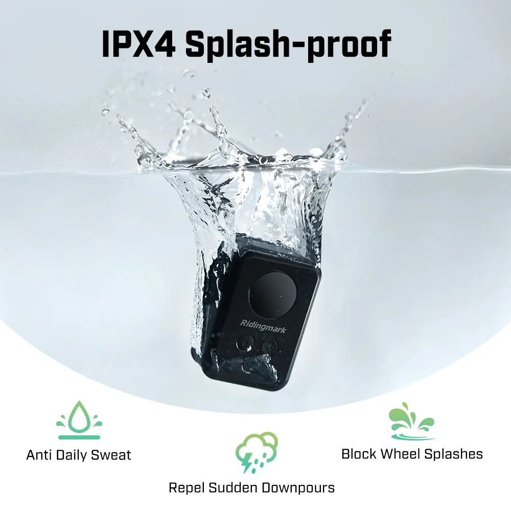 Водонепроницаемый электрический насос для велосипедных шин Ridingmark IPX4, 120 фунтов на кв. дюйм, с LED-индикатором давления, перезаряжаемый, для ниппелей Шредера и Преста