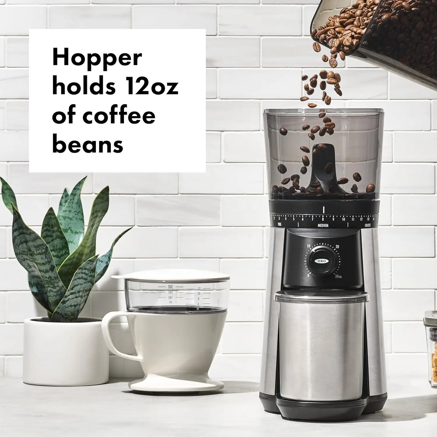 Кофемолка с коническими жерновами для заваривания, серебро