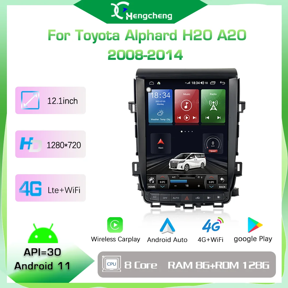 For Toyota Vellfire/Alphard H20 2007-2013 Multimedia Player GPS Navigation Radio Android 11 8Core Carplay No 2 din dvd