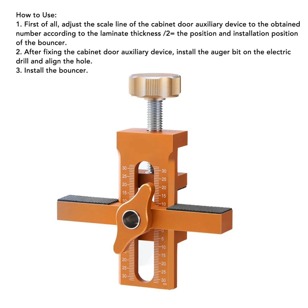 Cabinet Door Panel Installation Leveler, Aluminum Alloy Cabinet Door Installation Positioner, Rebounder Punched Mounting Jig