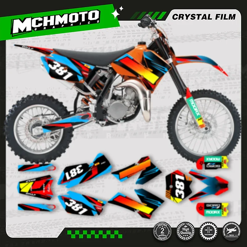 

MCHMFG Motorcycle Graphics Background Decal Stickers Kits For KTM SX85 SX105 2003-2012 Number Name Custom