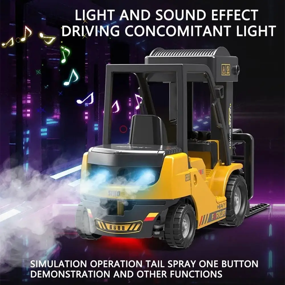 Fun Design Creative Remote Control Forklift Spray Function Simulation Engineering Vehicle 1:24 Durable RC Truck Gifts