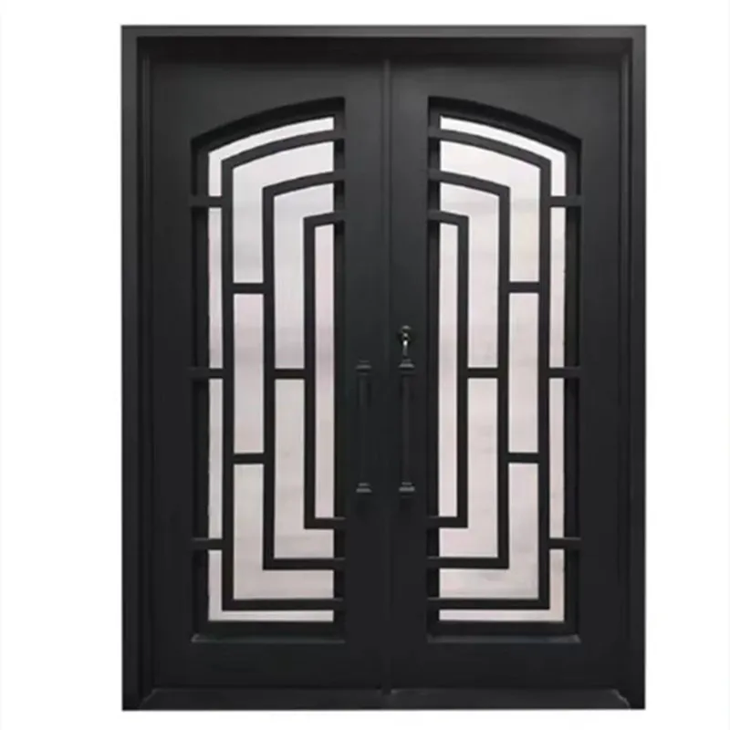 العرف السكنية الرئيسية الجبهة دخول أبواب معدنية أبواب أمان تصميم الخارجي مدخل أسود مزدوج الفرنسية باب مشغول حديد