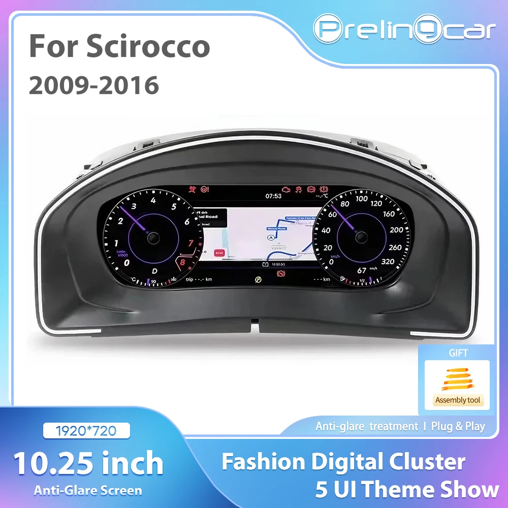 10.25‘’ Lcd Digital Dashboard Cluster For VW Scirocco 2009 10 11 13 14 15 16 Years Ntg4.5 Auto Radio Instrument Panel Cockpit