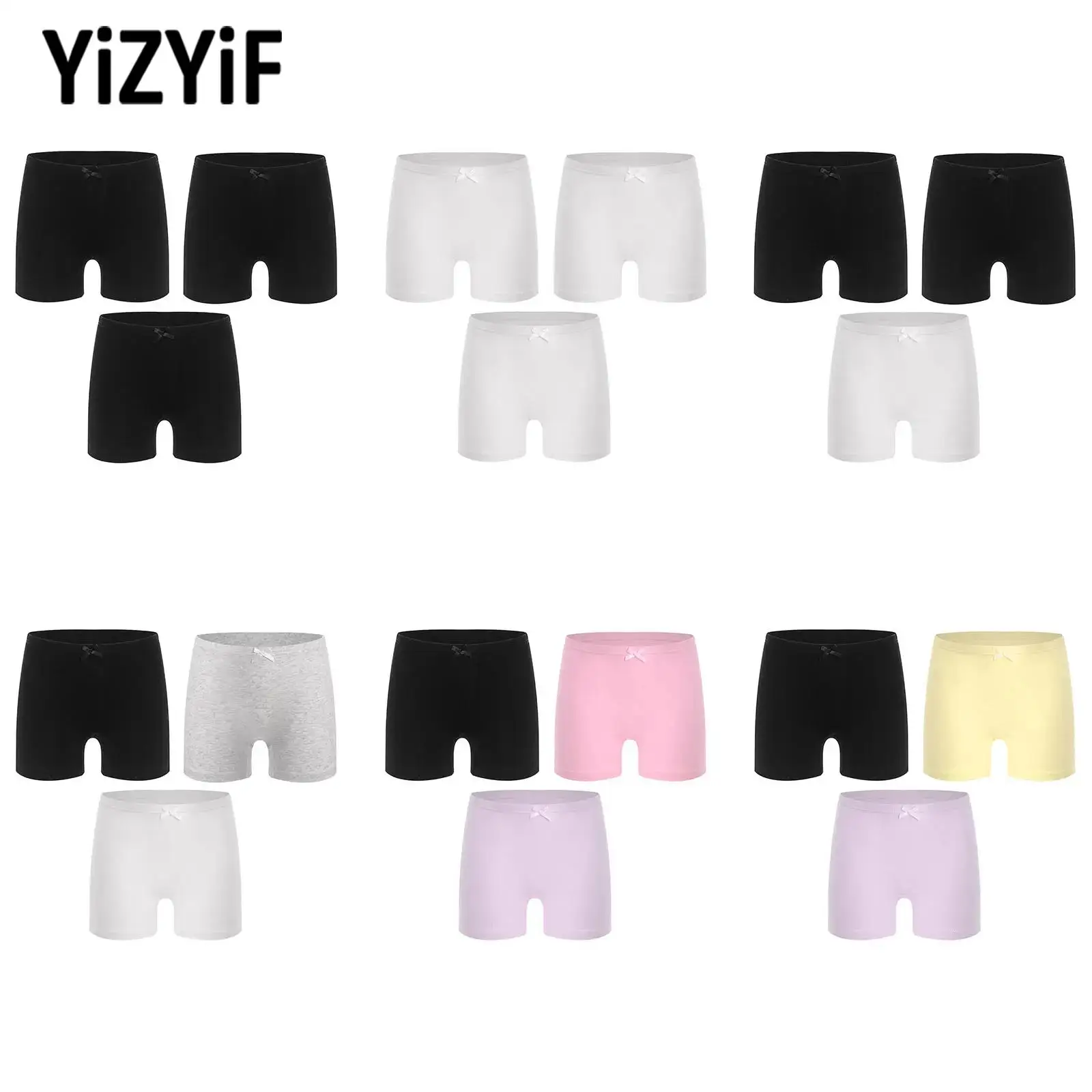 

Girls Gym Workout Shorts Fitness Sports Bottoms Bowknot Boxer Shorts Mid Waist Elastic Waistband Solid Color Panties Underwear