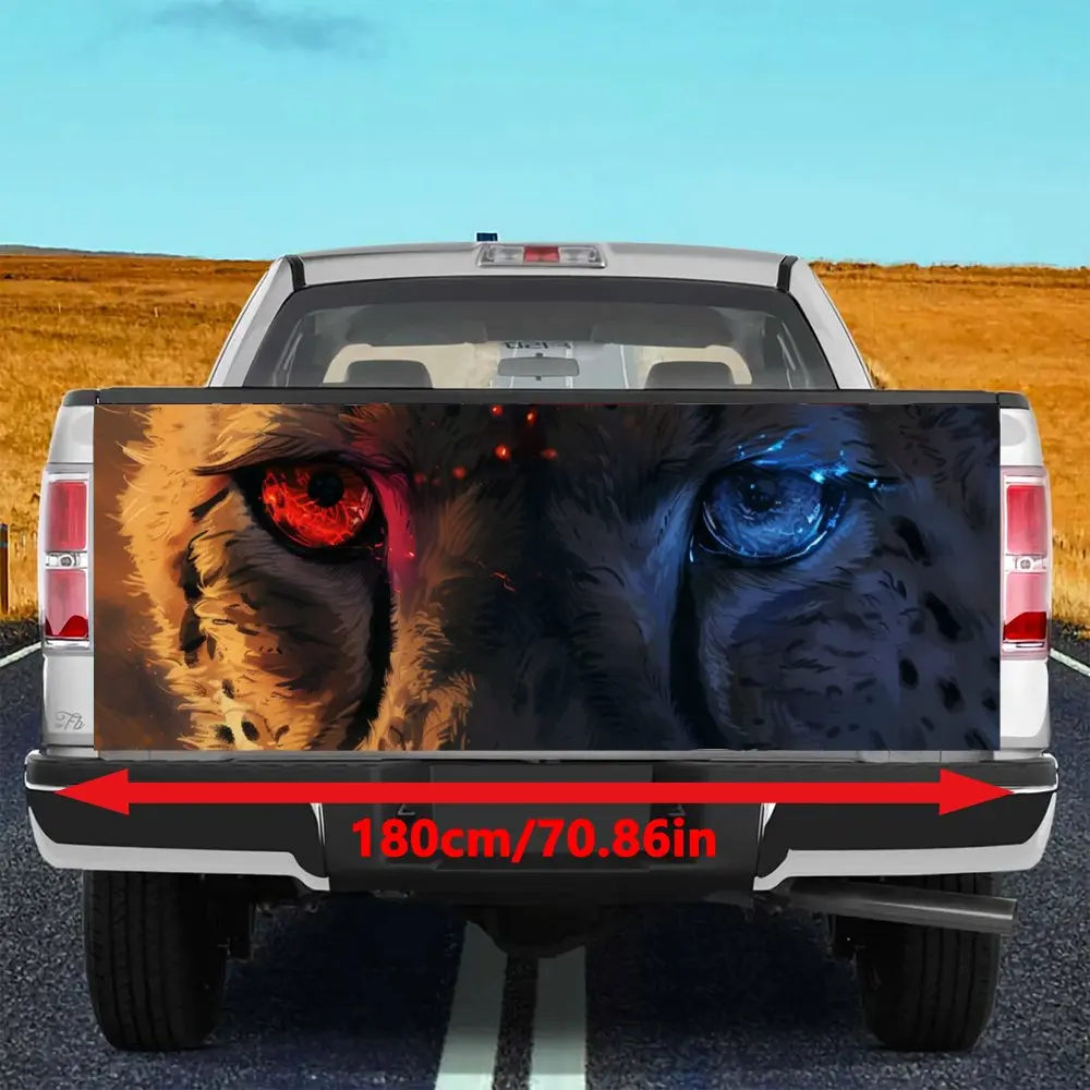 Red Blue Eyed Animal Leopard Car Tail Trunk Protect Vinly Decal Auto Accessories Hood Decoration Sticker for Off-road Pickup