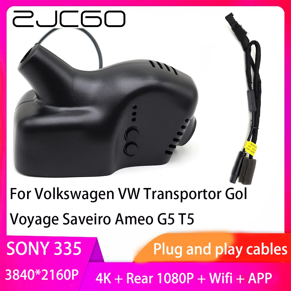 

ZJCGO Plug and Play DVR Dash Cam 4K 2160P Video Recorder for Volkswagen VW Transportor Gol Voyage Saveiro Ameo G5 T5