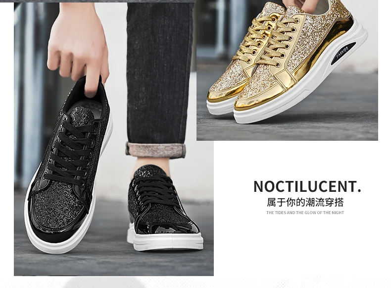 Neue Frühlings- und Herbst-Herrenschuhe mit Pailletten, Modische Britische Freizeitschuhe, Trendige Schuhe, Vielseitige Niedrige Sportsneaker – Detail 3